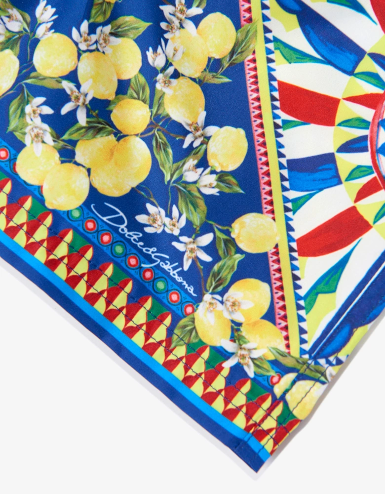 Dolce & Gabbana Baby Boys Carretto Print Swim Shorts in Blue