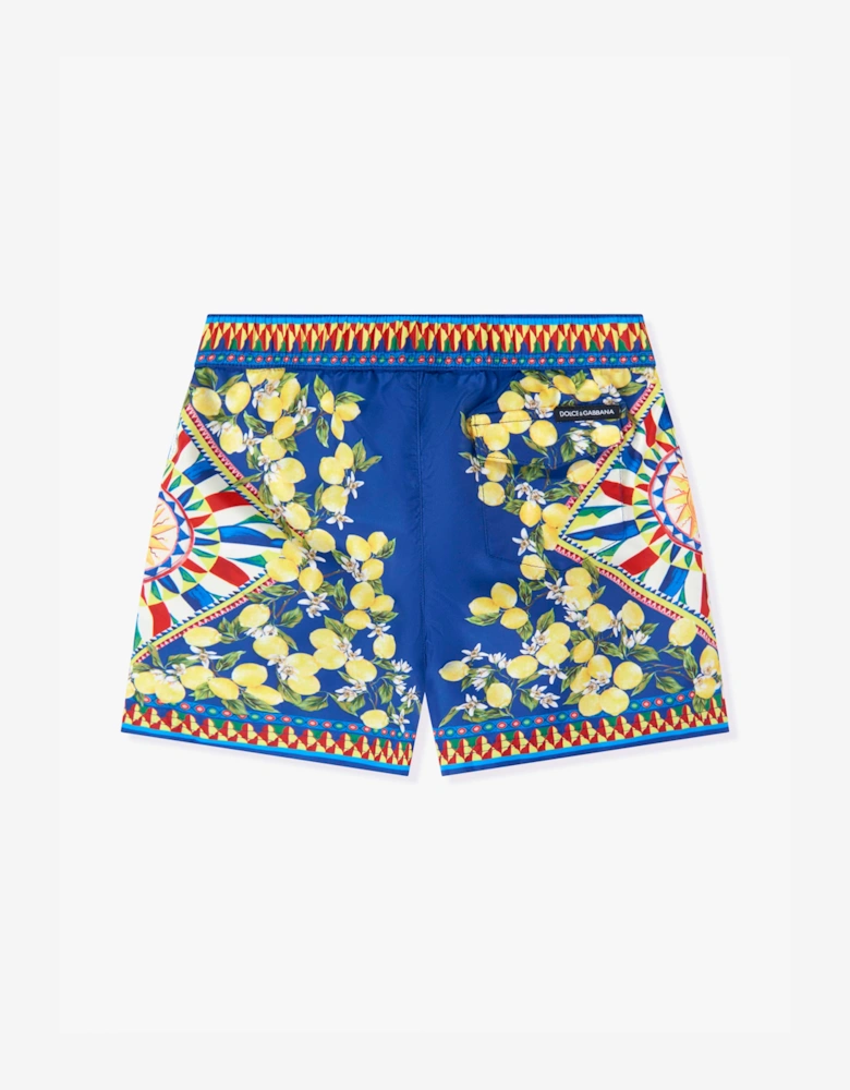 Dolce & Gabbana Baby Boys Carretto Print Swim Shorts in Blue