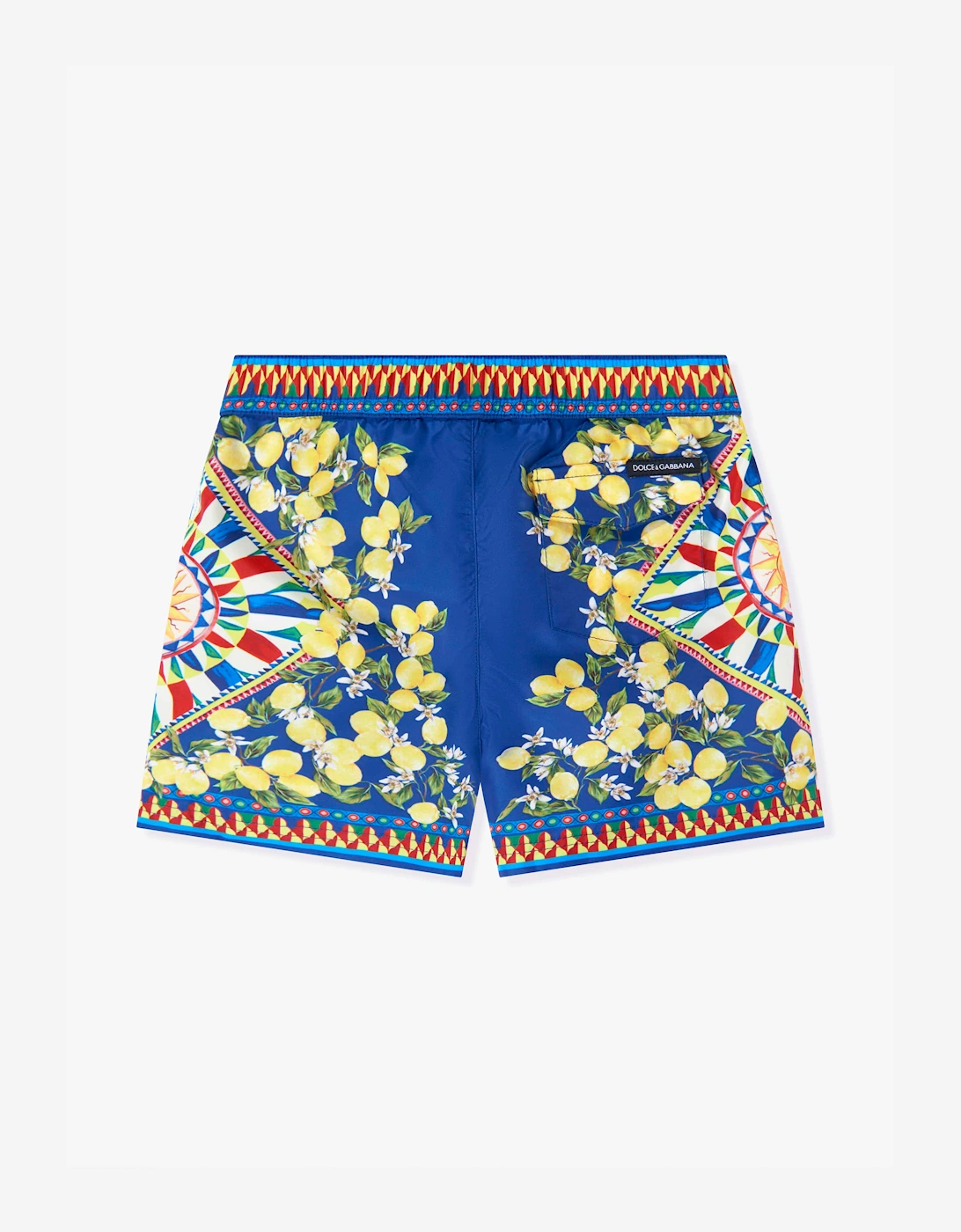 Dolce & Gabbana Baby Boys Carretto Print Swim Shorts in Blue