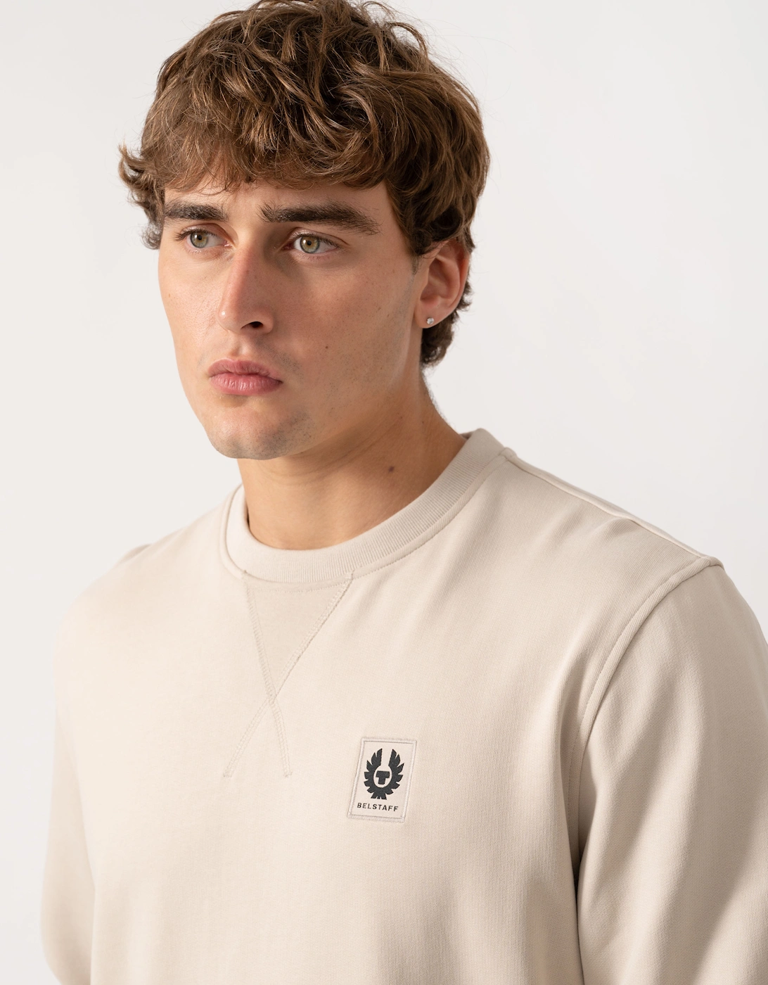 Belstaff Mens Logo Sweatshirt - Pale Stone