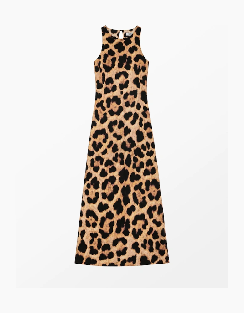 Leopard-Print Racer Maxi Dress