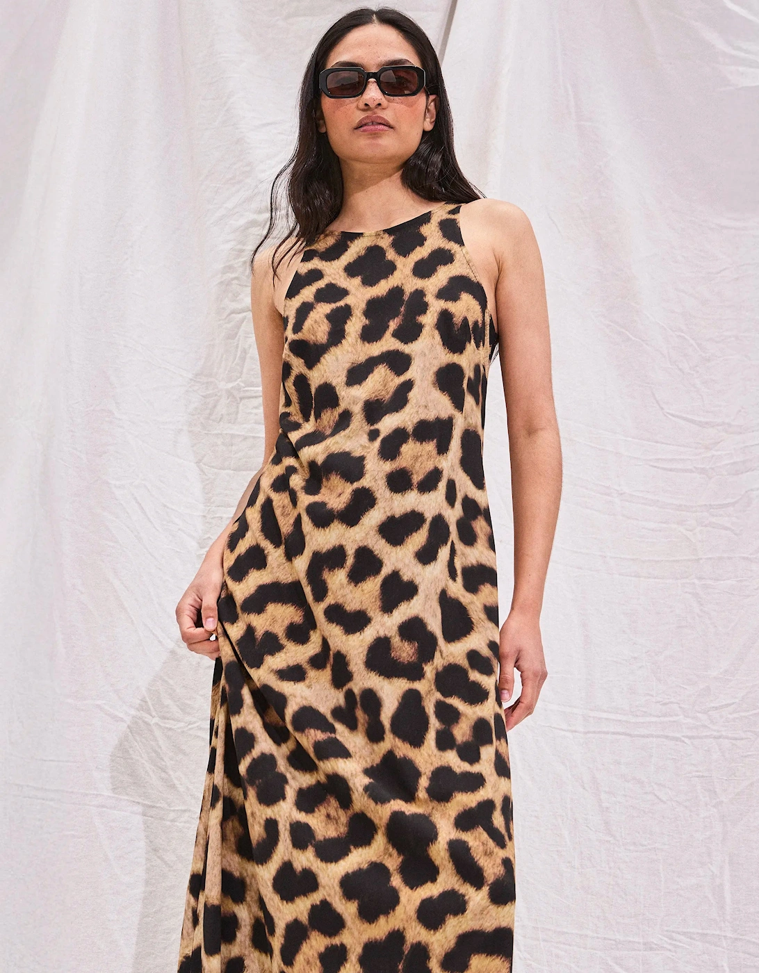 Leopard-Print Racer Maxi Dress