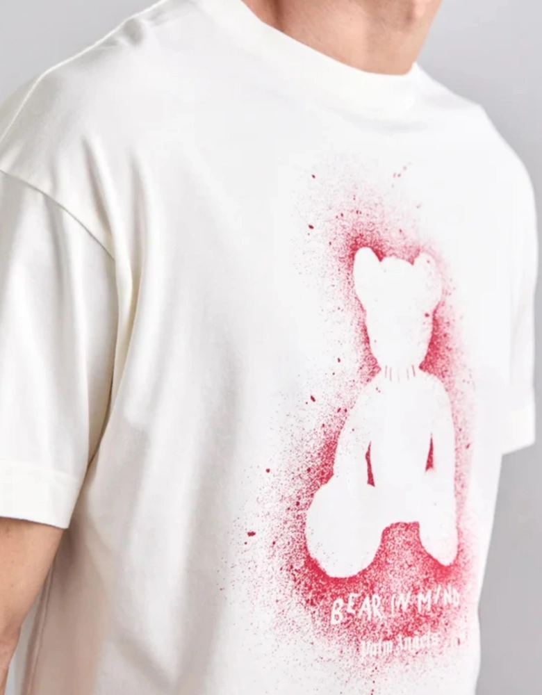 PALM ANGELS SPRAY BEAR TEE OFF-WHITE / RED