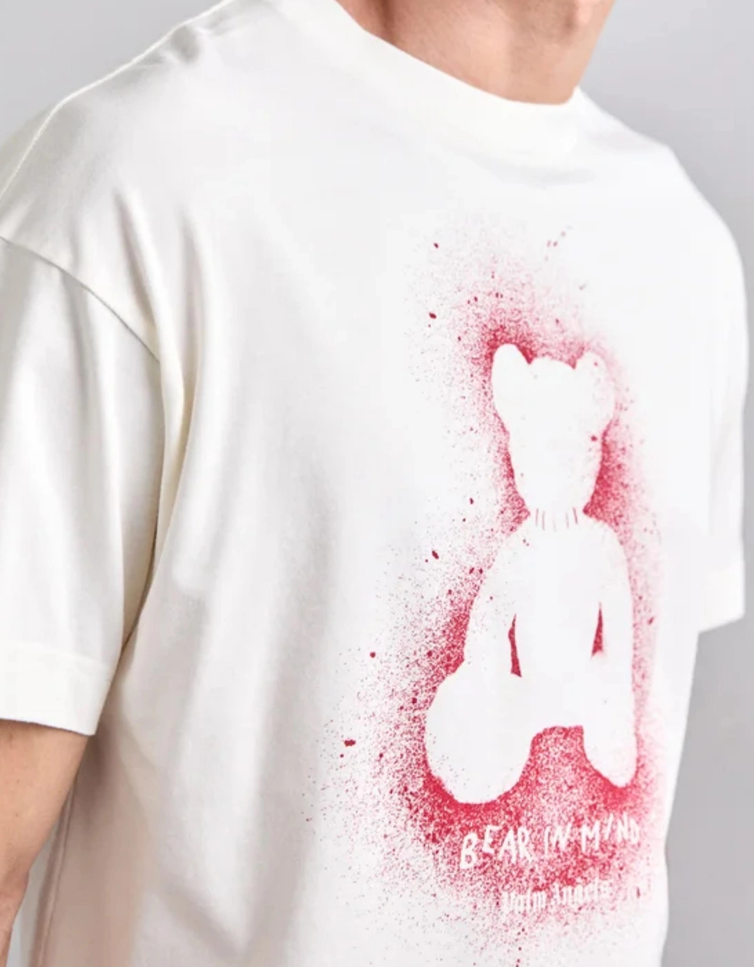 PALM ANGELS SPRAY BEAR TEE OFF-WHITE / RED