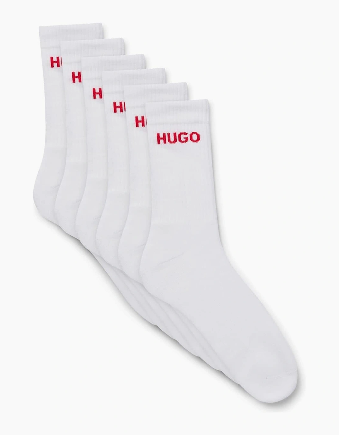 Ribbed Logo 6 Pack Crew Socks