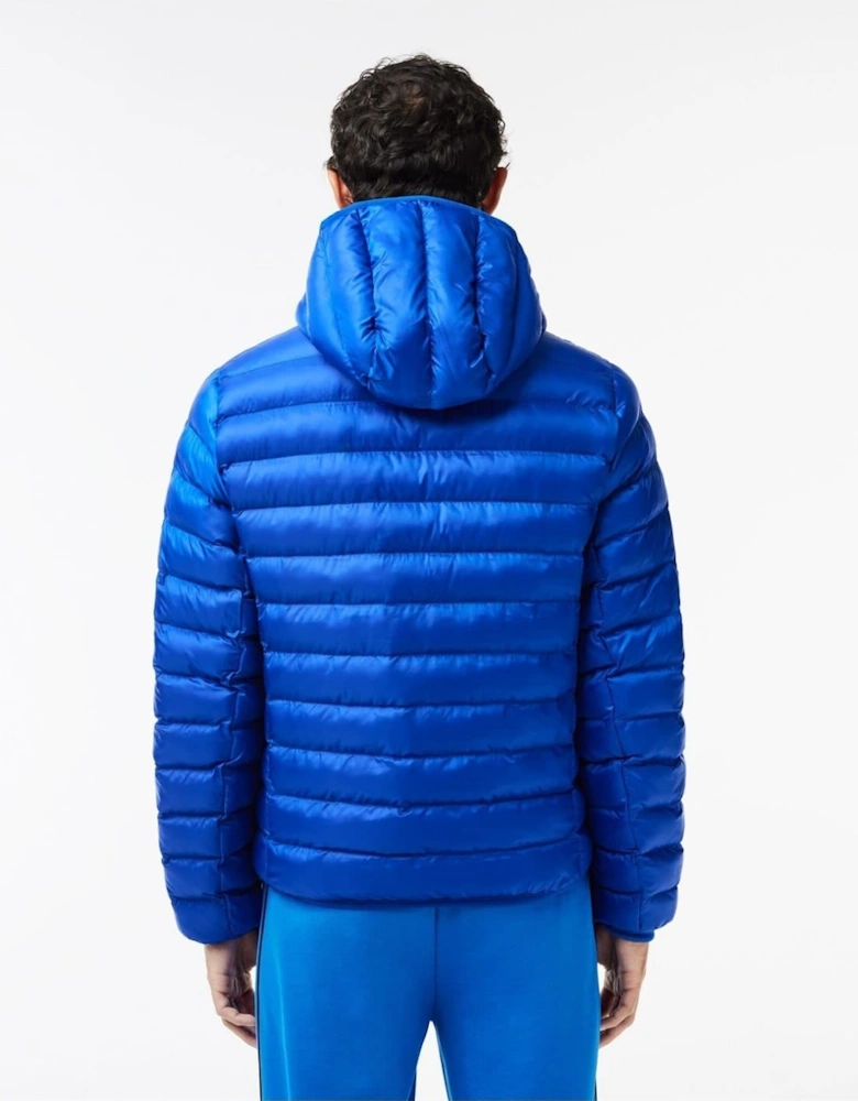 Solid Patterned Hooded Quilted Puffer Jacket