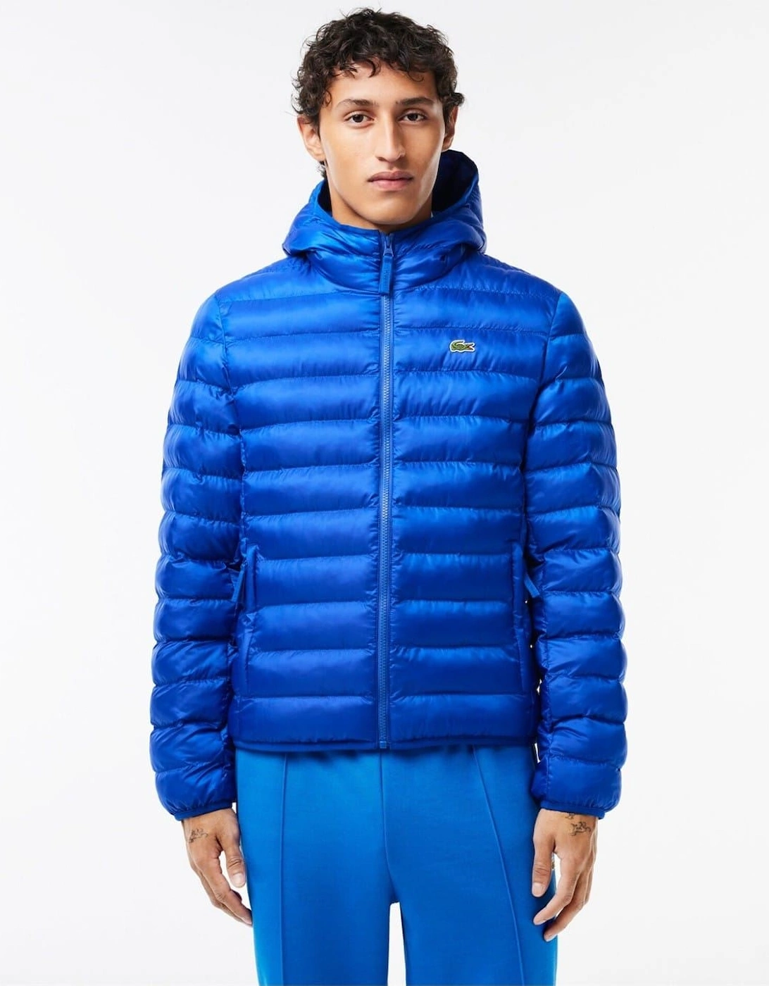 Solid Patterned Hooded Quilted Puffer Jacket