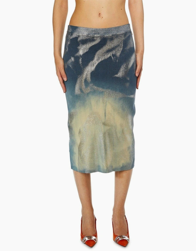 M Ilan Metallic Patterned Midi Pencil Skirt