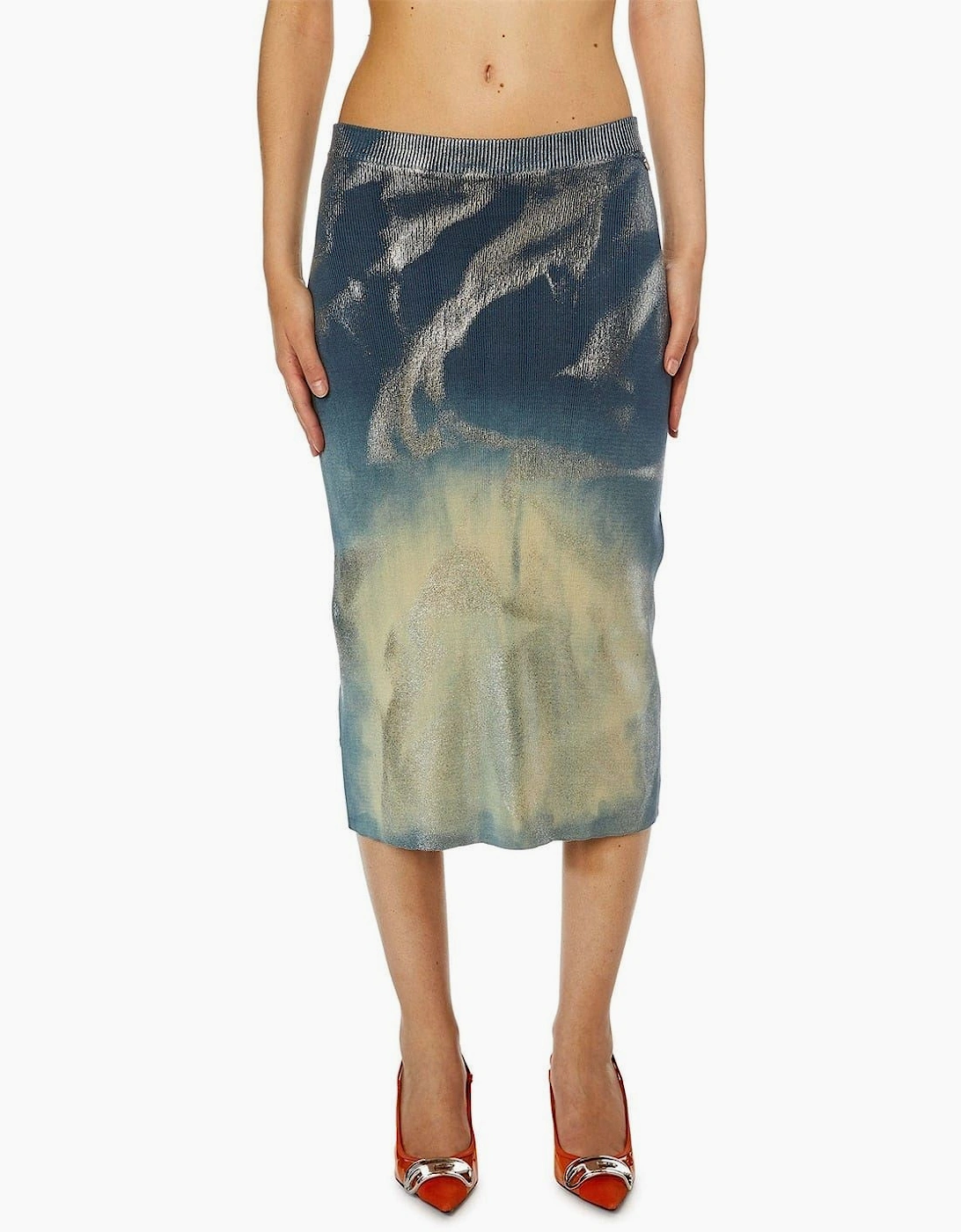 M Ilan Metallic Patterned Midi Pencil Skirt
