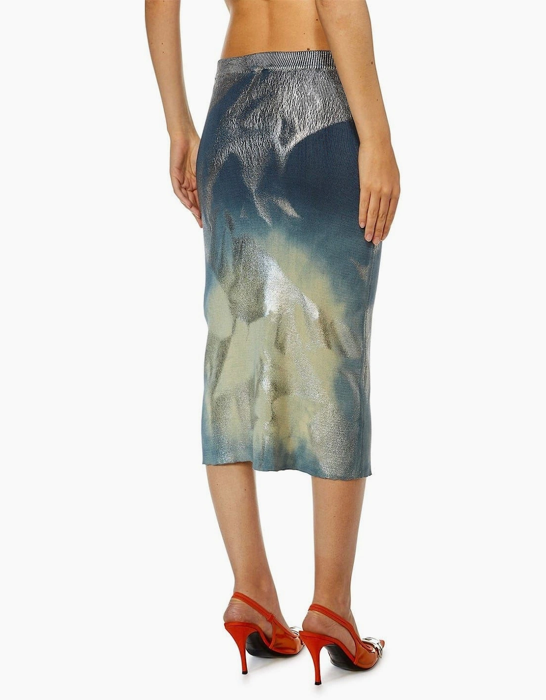 M Ilan Metallic Patterned Midi Pencil Skirt