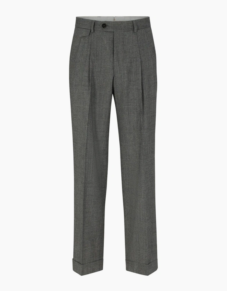 Peet Pleat Solid Patterned Cuffed Trousers