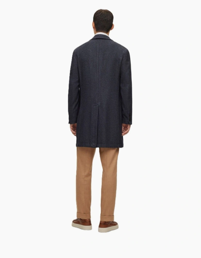 Solid Patterned Lapel Collared Over Coat