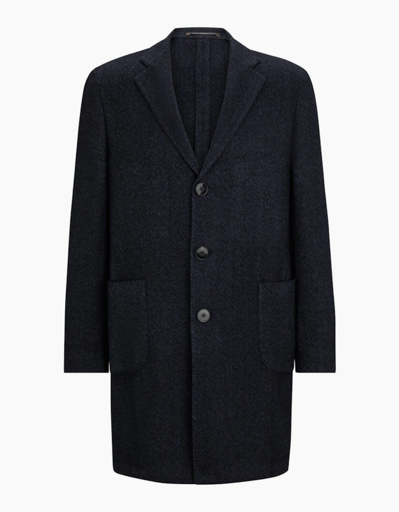 Solid Patterned Lapel Collared Over Coat
