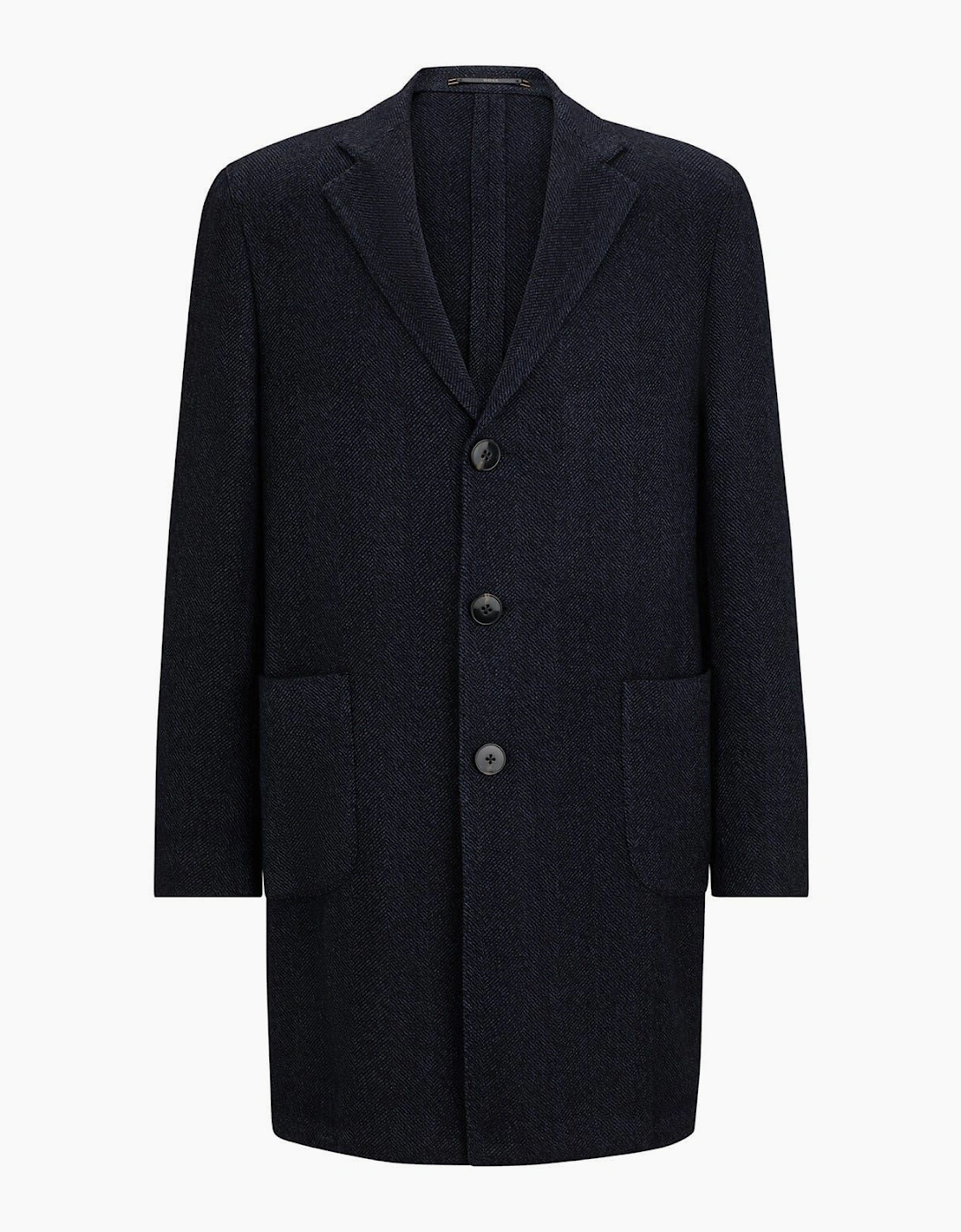 Solid Patterned Lapel Collared Over Coat
