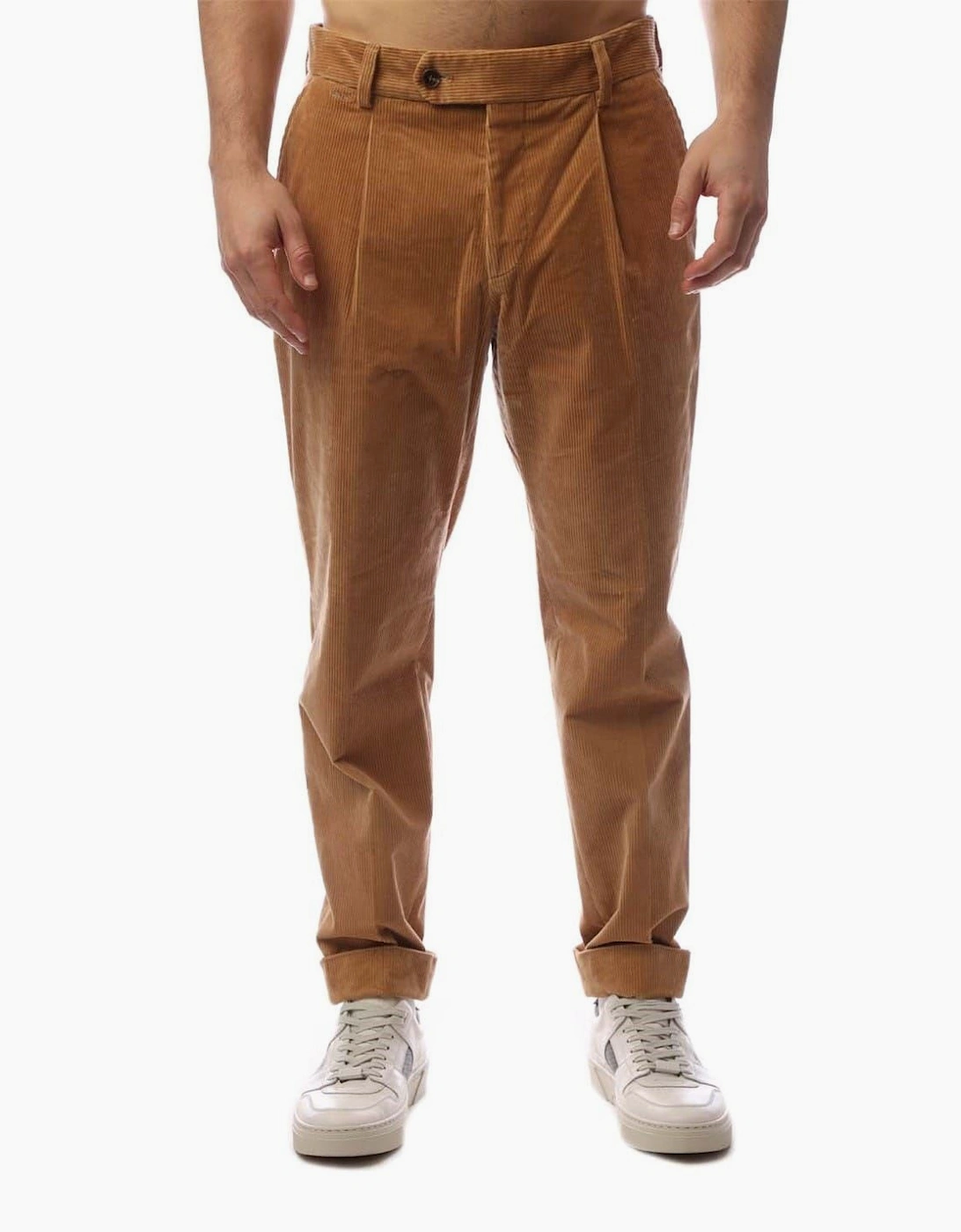 Perin Solid Patterned Roll Up Cuff Trousers
