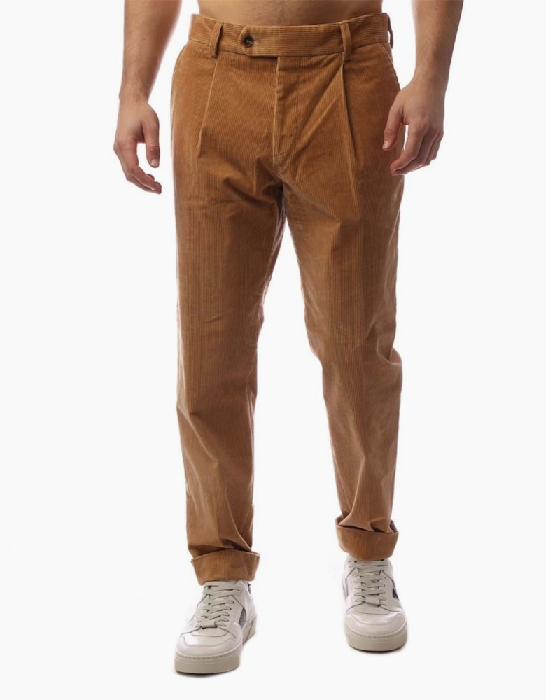 Perin Solid Patterned Roll Up Cuff Trousers