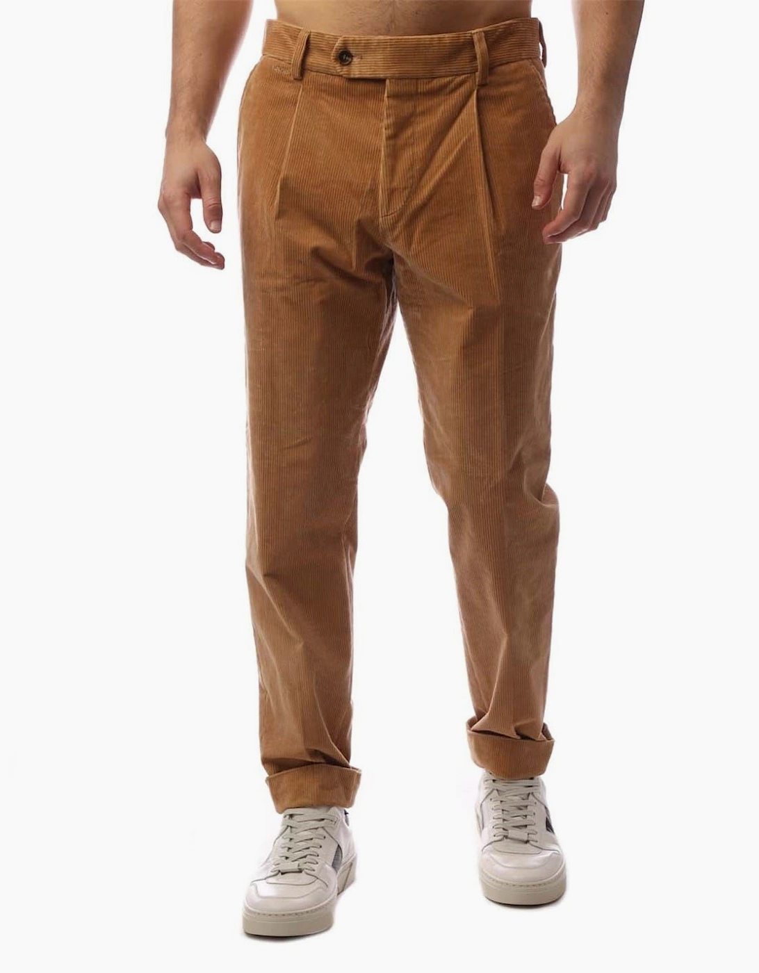 Perin Solid Patterned Roll Up Cuff Trousers