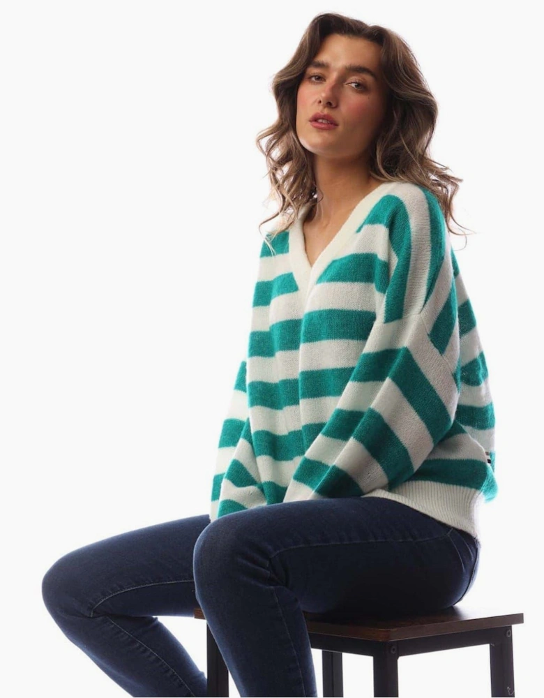 V-Neck Drop Shoulder Long Sleeve Relaxed Fit Sweater