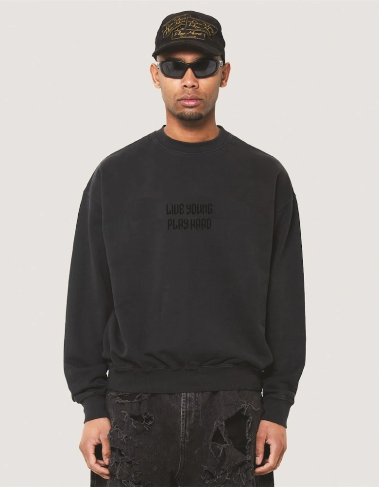 Punk Text Graphic Crew Neck Long Sleeve Sweatshirt