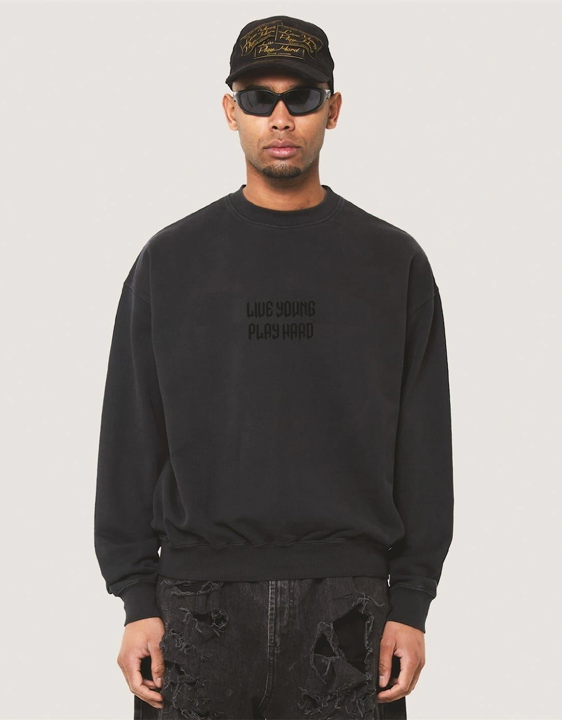 Punk Text Graphic Crew Neck Long Sleeve Sweatshirt
