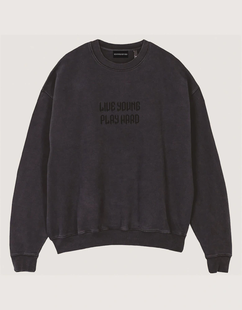 Punk Text Graphic Crew Neck Long Sleeve Sweatshirt