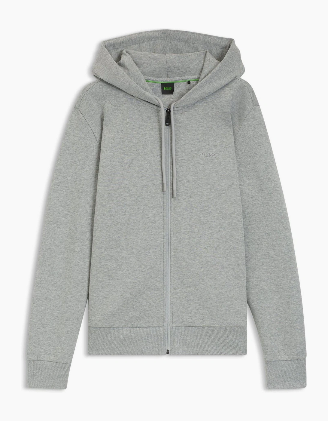 Boss Hugo Boss Men's Saggy Full Zip Hoodie With Adjustable Drawstring Hood - Silver