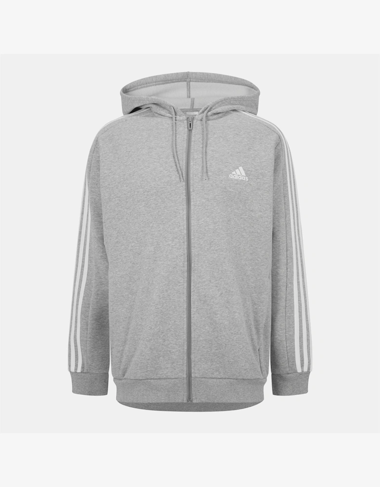 Mens Fleece 3 Stripes Full Zip Hoodie
