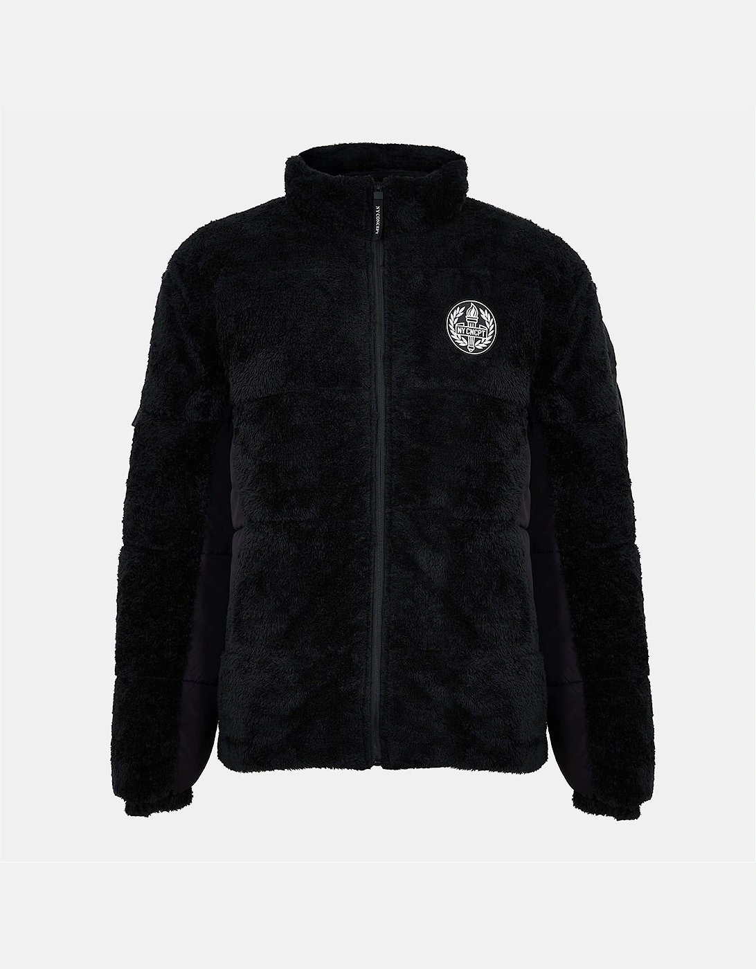 Concept Trent Solid Patterned Zipped Pocket Teddy Jacket