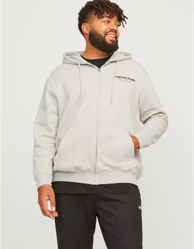 Hooded Ribbed Cuff Lettering Sweat Jacket
