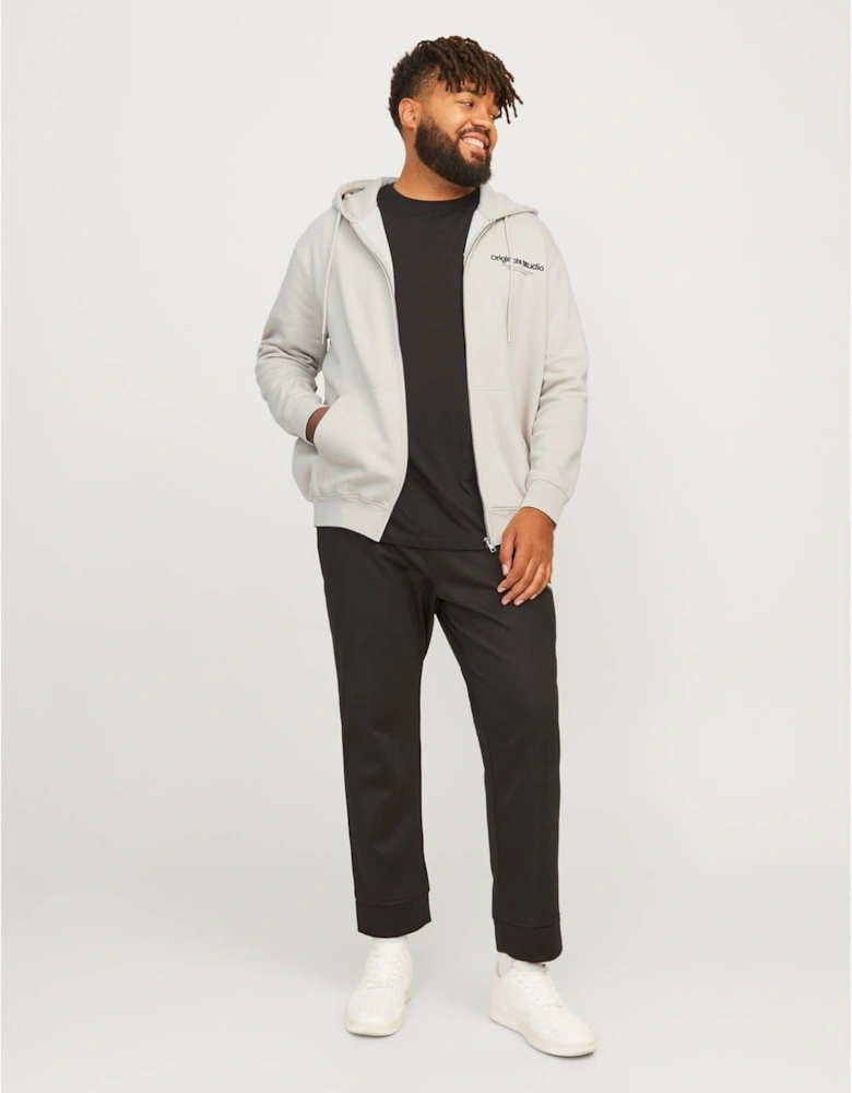 Hooded Ribbed Cuff Lettering Sweat Jacket