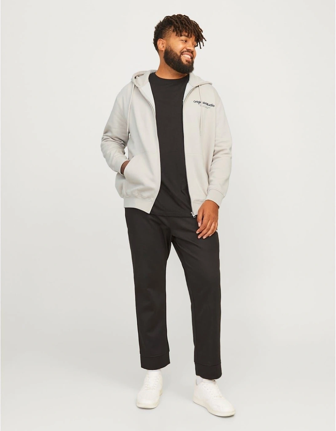 Hooded Ribbed Cuff Lettering Sweat Jacket