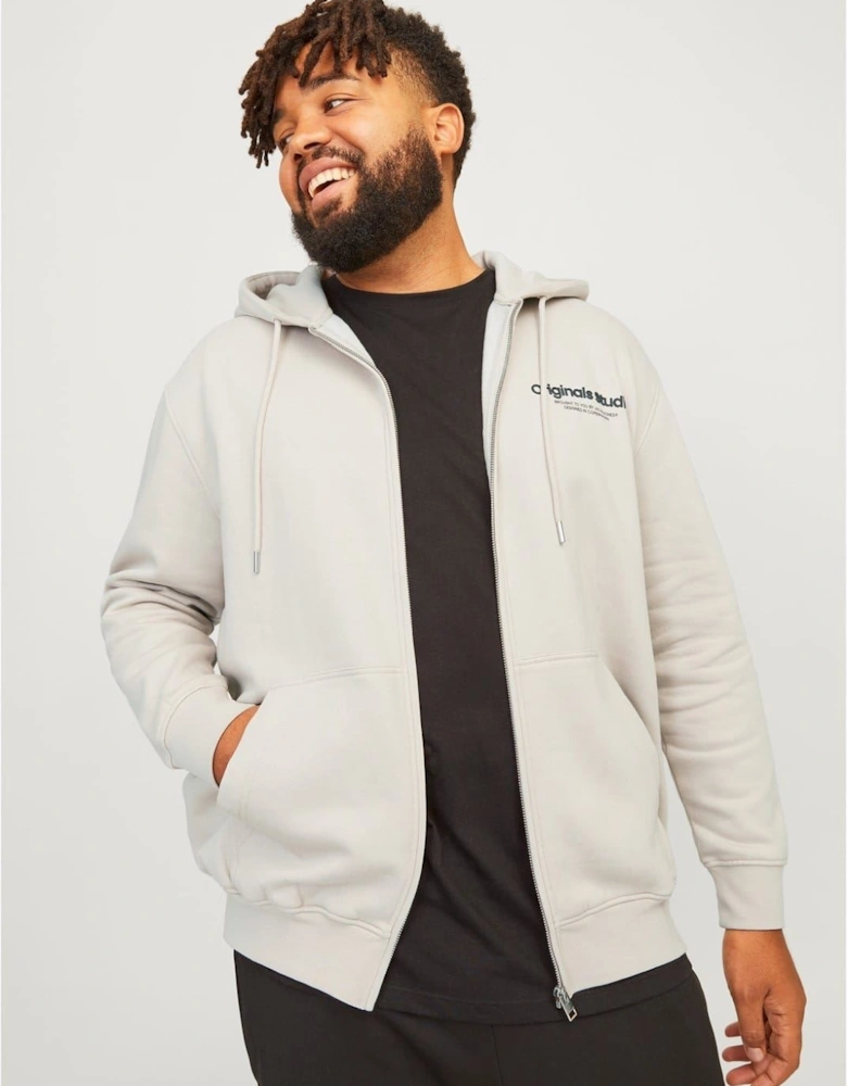 Hooded Ribbed Cuff Lettering Sweat Jacket