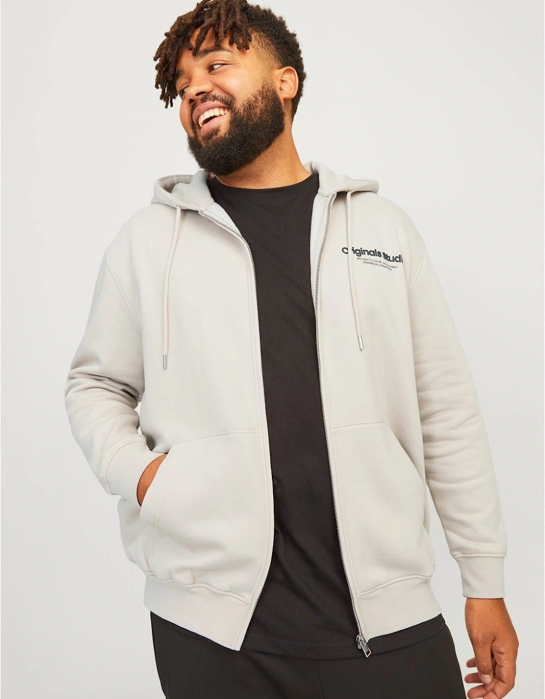 Hooded Ribbed Cuff Lettering Sweat Jacket