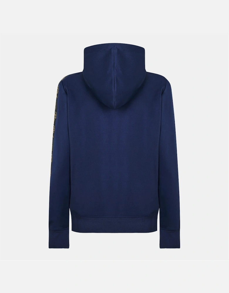 Daprela Solid Patterned Hooded Ribbed Cuff Sweat Jacket