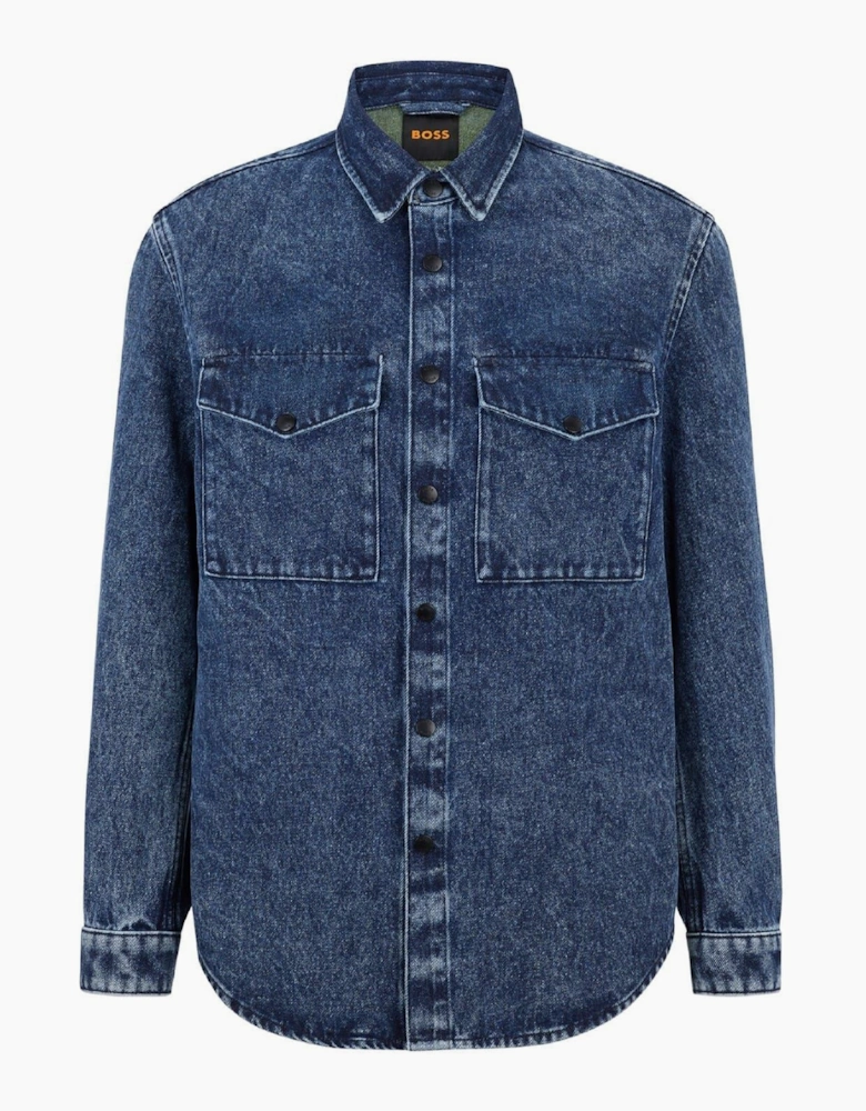Solid Patterned Denim Jacket with Chest Pocket