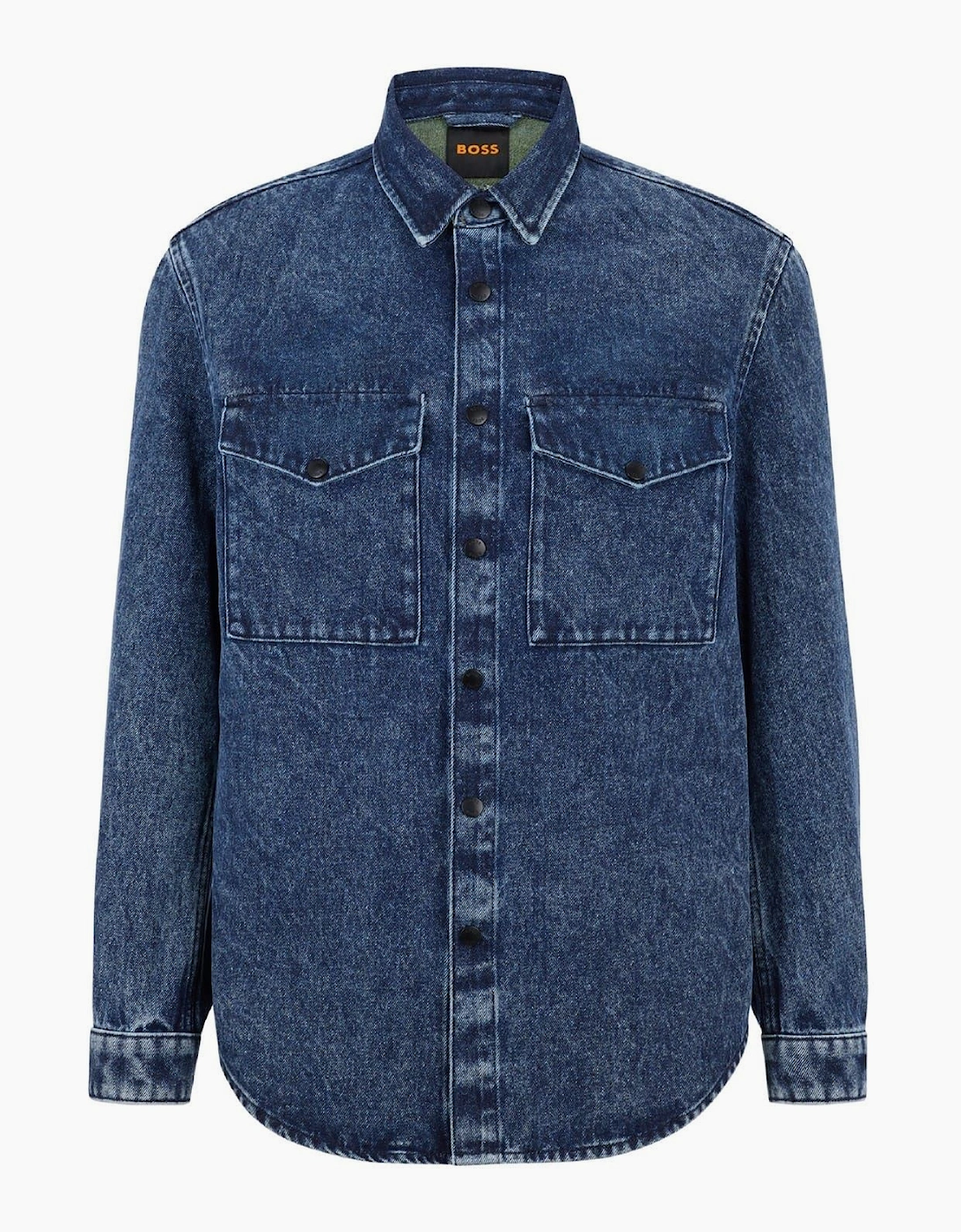 Solid Patterned Denim Jacket with Chest Pocket