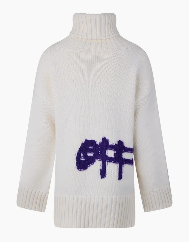 Oversize Fit Turtleneck Logo Sweater