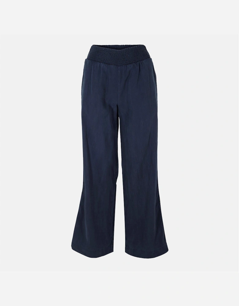 Smock Waist Wide Leg Solid Patterned Trousers