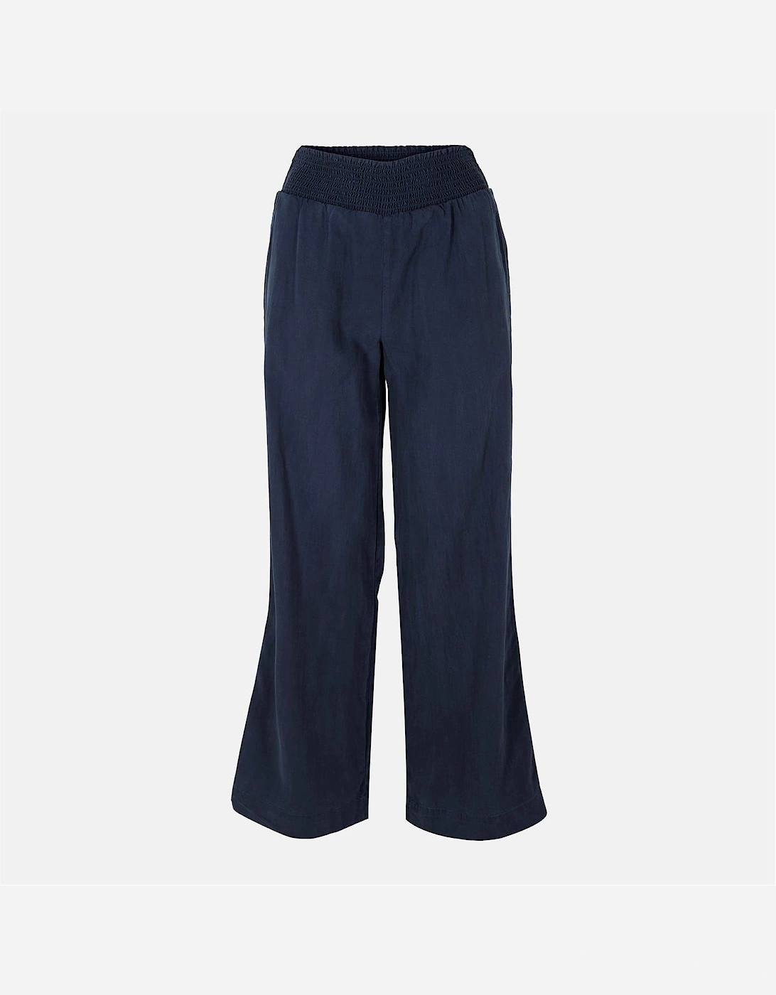Smock Waist Wide Leg Solid Patterned Trousers