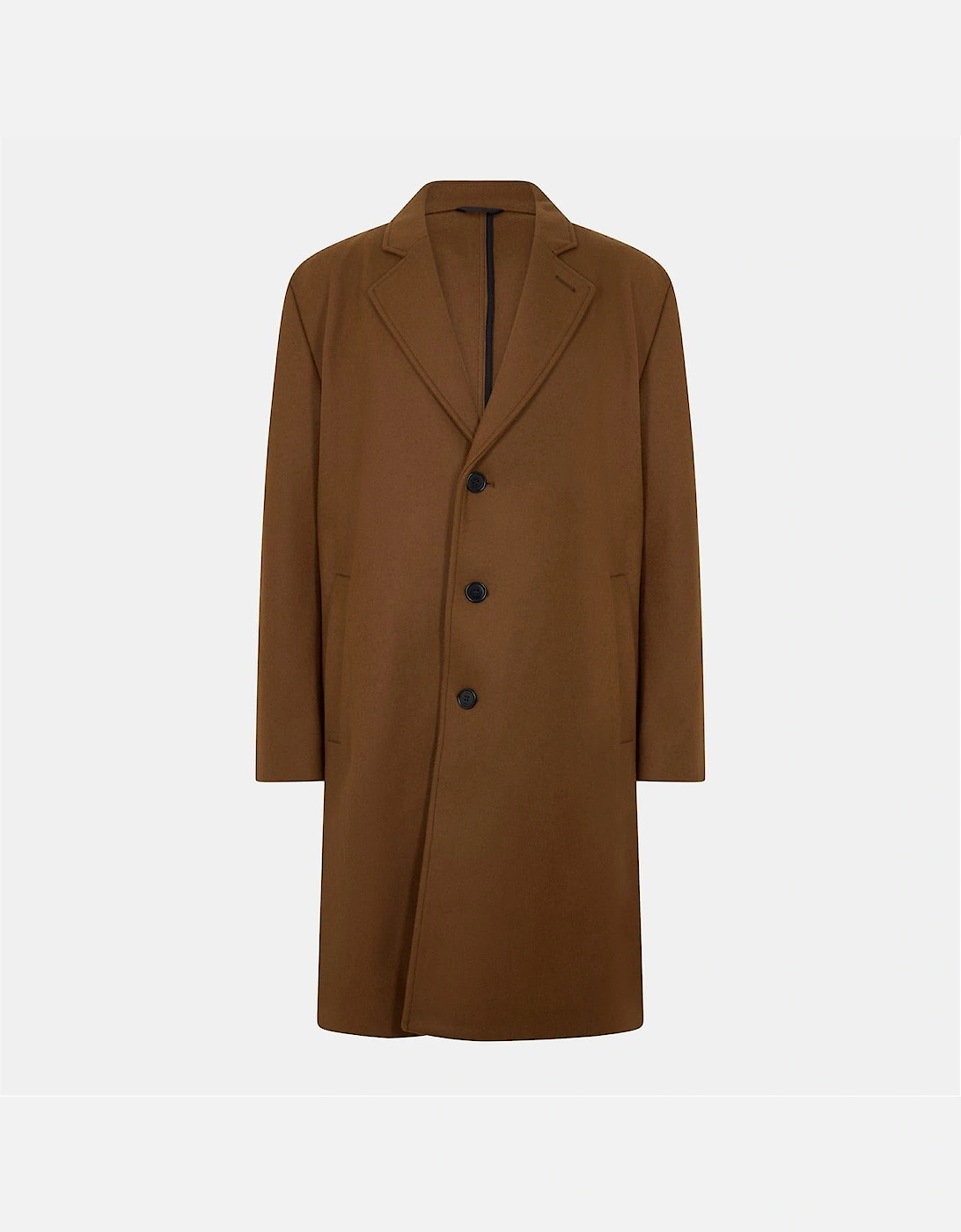 Solid Patterned Lapel Collared Overcoat