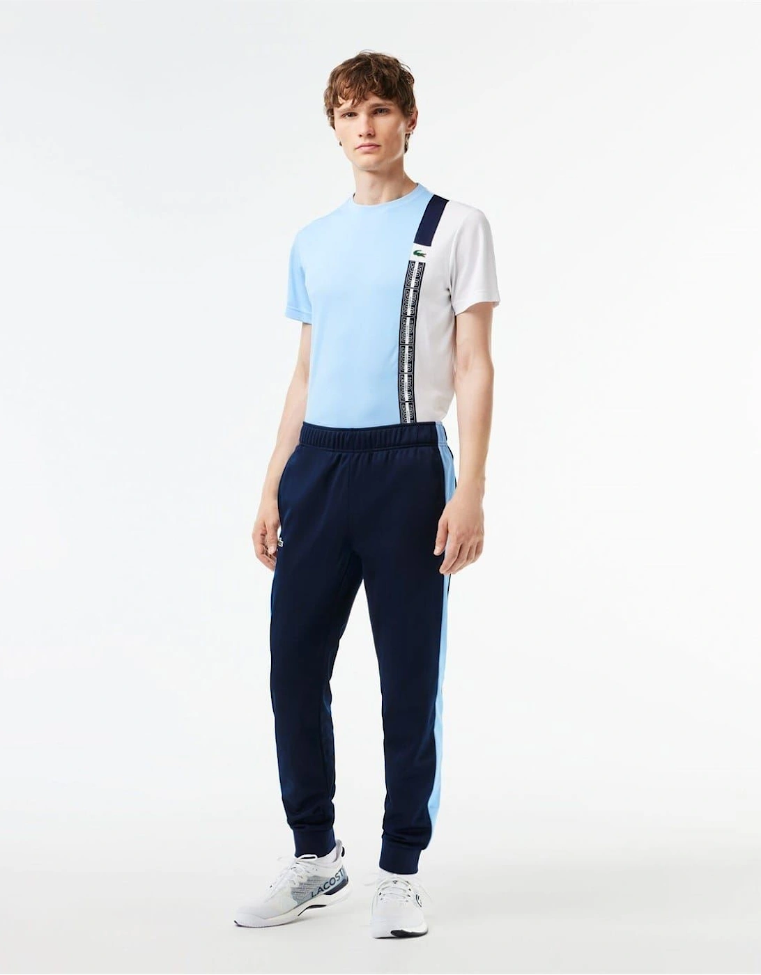 Vertical Logo Color Block Slim Cut Track Pants