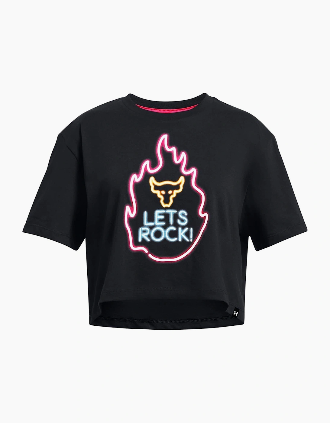 Under Armour Under Armour Girl's Campus Flame Cropped Regular Fit T-Shirt - Black