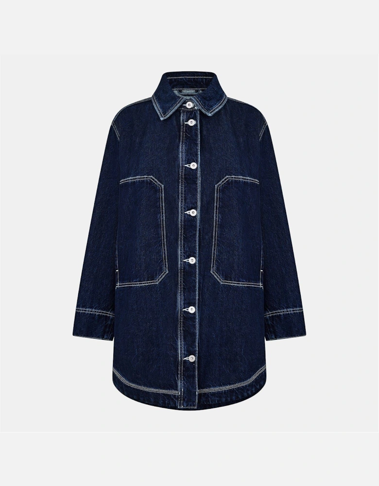 Solid Patterned Full Button Denim Jacket with Front Pocket