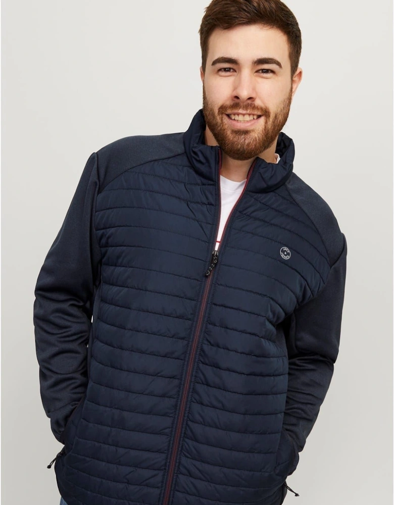 Solid Patterned Puffer Jacket with Zipped Pocket and Ribbed Cuff