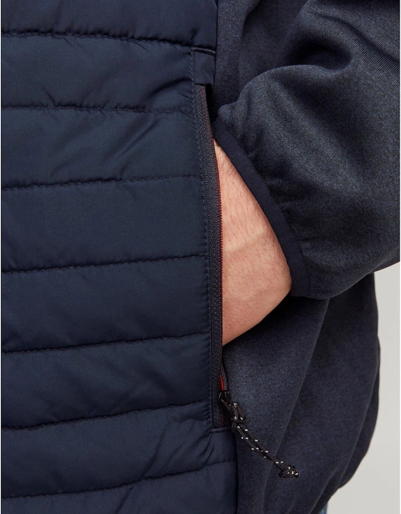 Solid Patterned Puffer Jacket with Zipped Pocket and Ribbed Cuff