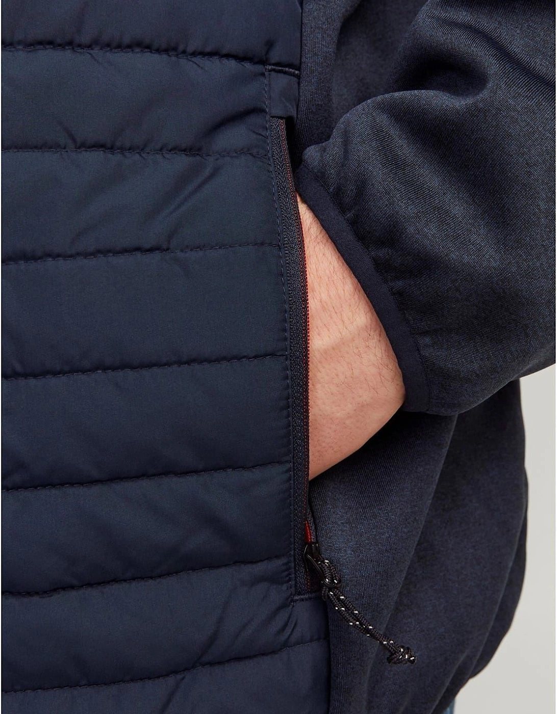 Solid Patterned Puffer Jacket with Zipped Pocket and Ribbed Cuff