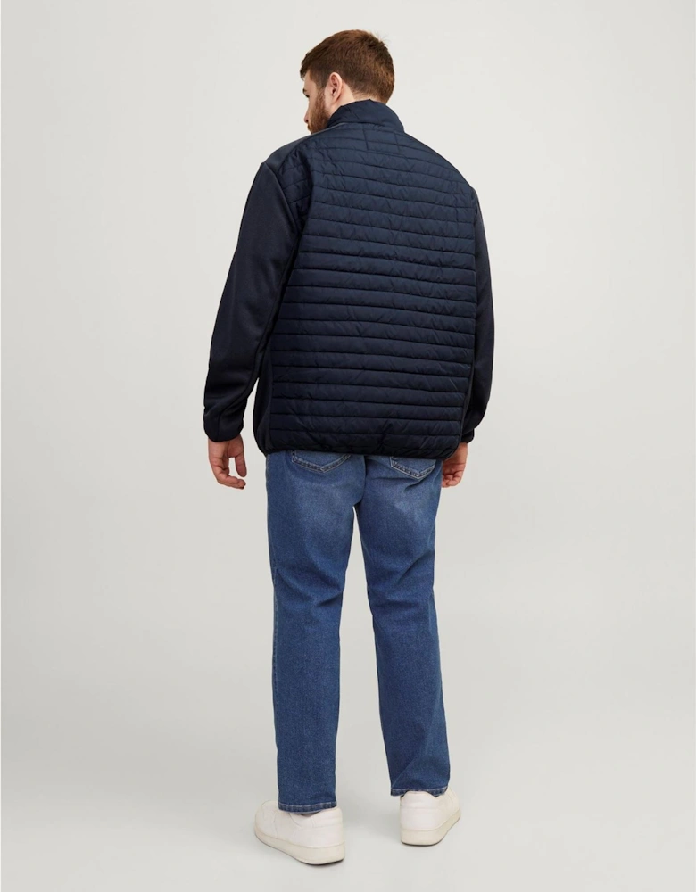 Solid Patterned Puffer Jacket with Zipped Pocket and Ribbed Cuff
