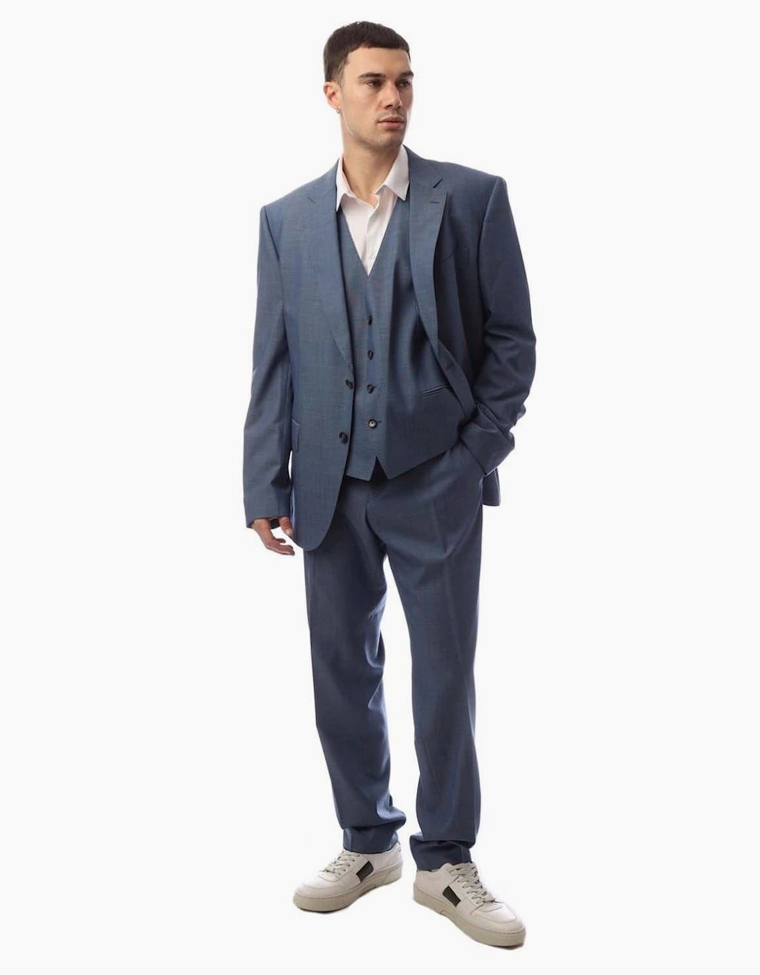 Solid Patterned Notch Collared Suit Jacket