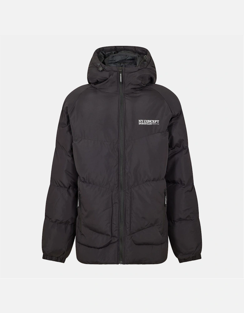 Conc Stowe Solid Patterned Hooded Zipped Pocket Puffer Jacket