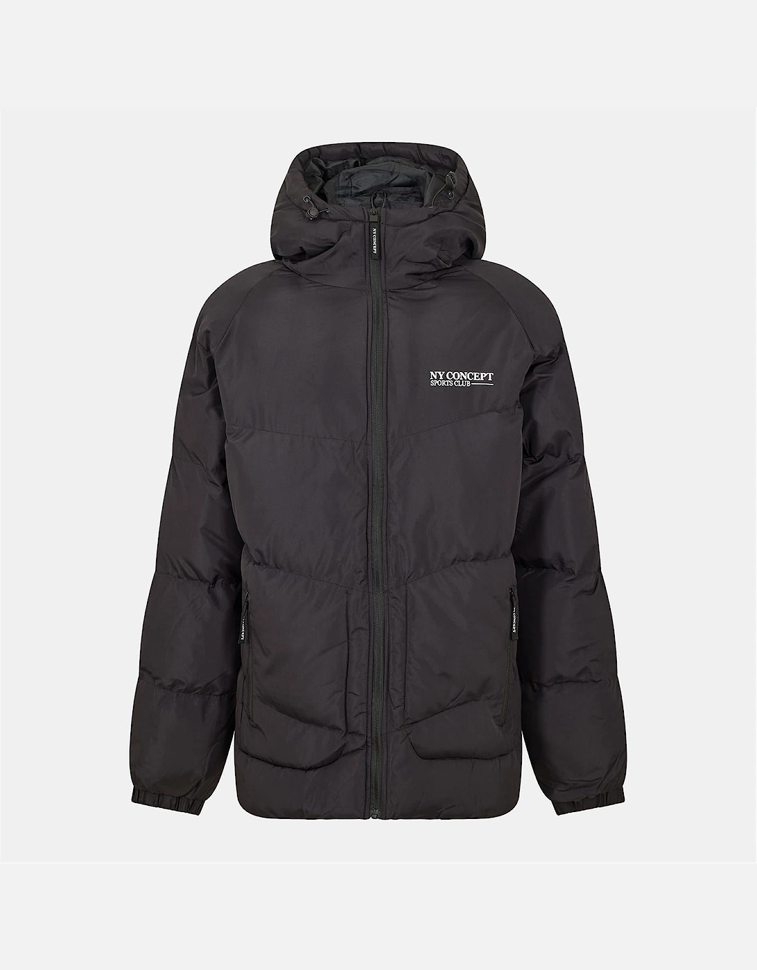 Conc Stowe Solid Patterned Hooded Zipped Pocket Puffer Jacket